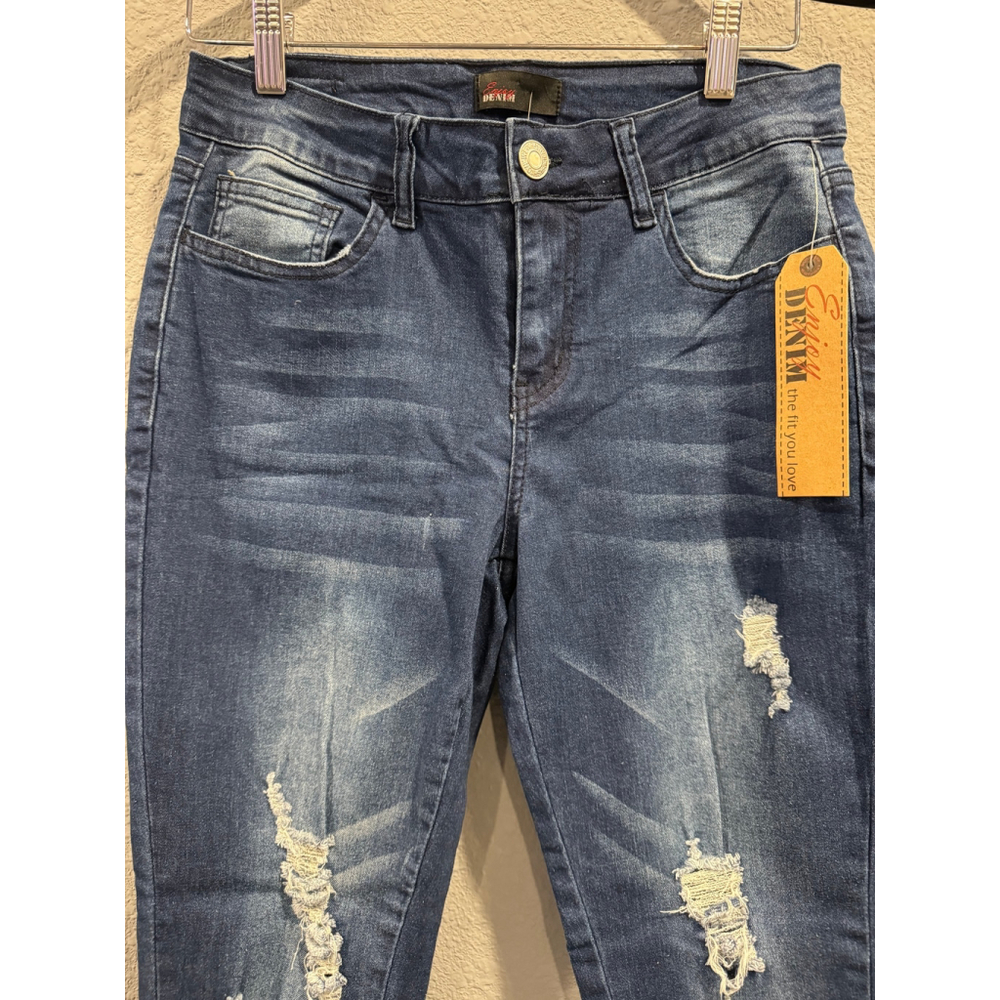 Enjoy Denim Distressed Skinny Jeans in Indigo Wash NWT Sz 10 - Picture 2 of 8